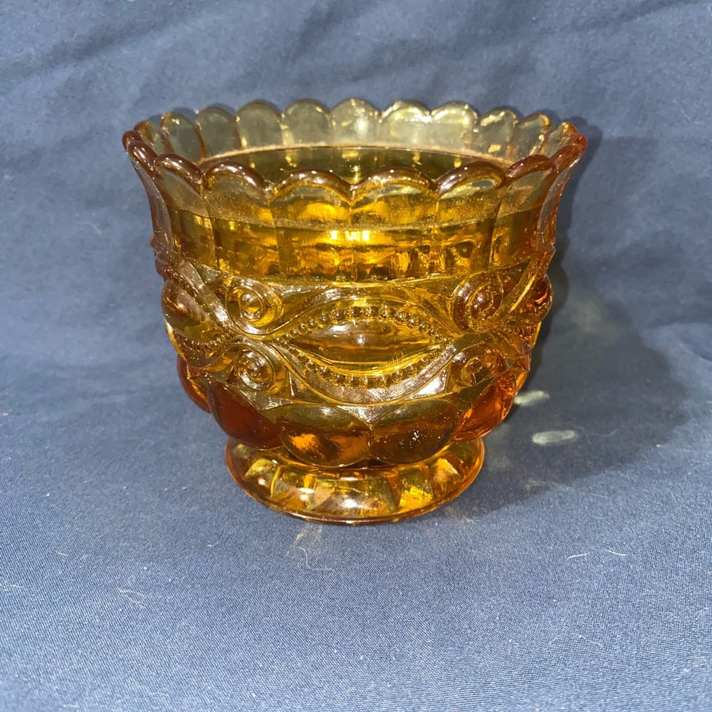 Vintage LG Wright amber sugar dish - no lid